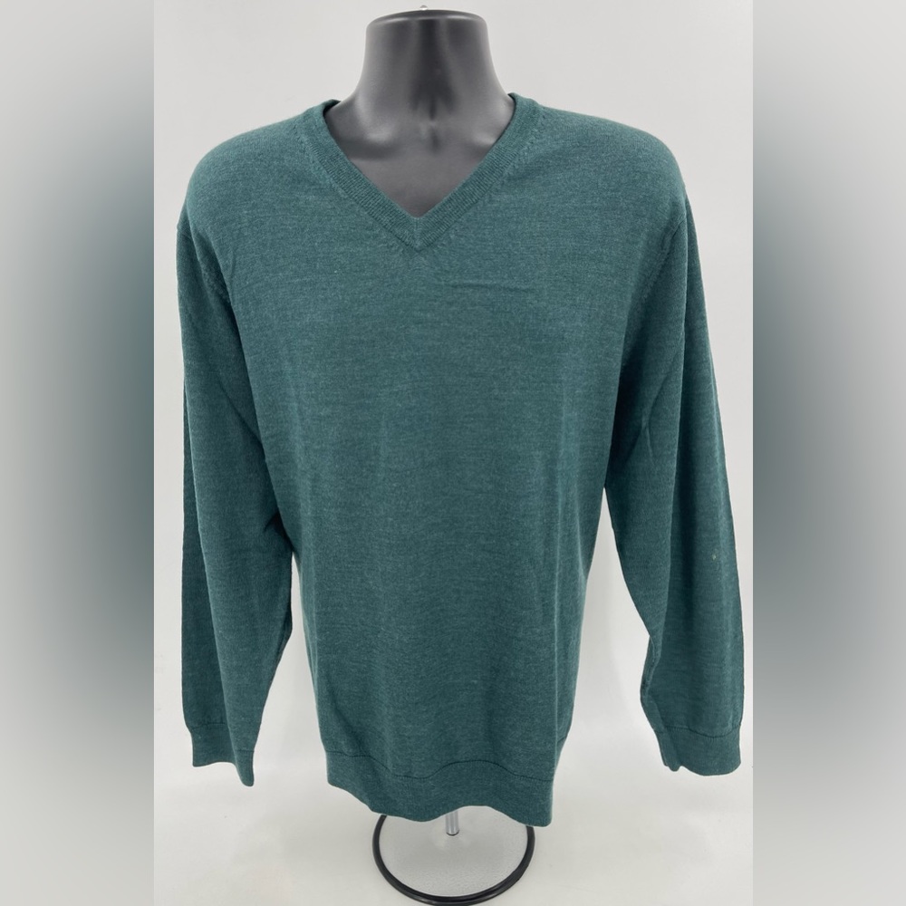 Turnberry V-Neck‎ Merino Wool Teal Blue Green Pullover Sweater Men’s Size XL